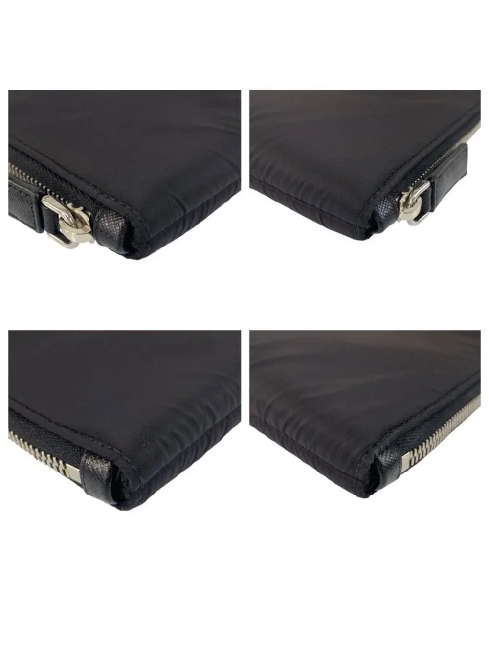 Prada Tessuto Black Silver Nylon Clutch